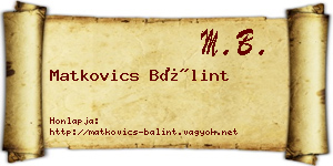 Matkovics Bálint névjegykártya