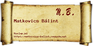 Matkovics Bálint névjegykártya