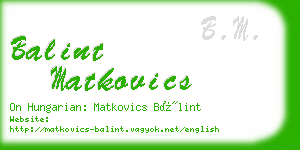 balint matkovics business card